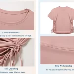 Wholesale Women Short Sleeve Workout Tops Drawstring Customized Fit Sports Gym T-shirt (1)