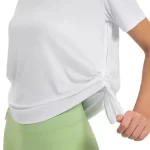 Wholesale Women Short Sleeve Workout Tops Drawstring Customized Fit Sports Gym T-shirt (12)