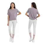 Wholesale Women Short Sleeve Workout Tops Drawstring Customized Fit Sports Gym T-shirt (4)