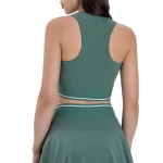 Wholesale Women’s High Neck Sleveless Workout Cropped Tank Tops Built-in Bra Sports Gym Shirts Fitness Wear (10)