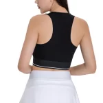 Wholesale Women’s High Neck Sleveless Workout Cropped Tank Tops Built-in Bra Sports Gym Shirts Fitness Wear (16)