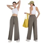 Wholesale Women’s High Neck Sleveless Workout Cropped Tank Tops Built-in Bra Sports Gym Shirts Fitness Wear (17)