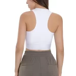 Wholesale Women’s High Neck Sleveless Workout Cropped Tank Tops Built-in Bra Sports Gym Shirts Fitness Wear (8)