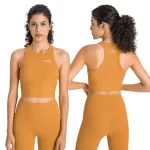 Women High Neck Racerback Padded Sports Bra Tank Top (42)