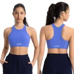 Women High Neck Racerback Ribbed Sports Bra Gym Wear Wholesale (2)