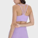 Dames U-hals hoge ondersteuning gewatteerde lange sportbeha (20)