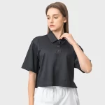 Women’s 3 Buttons Casual Work Tennis Shirts Quick Dry Short Sleeve Collared Golf Polo Shirt (2)