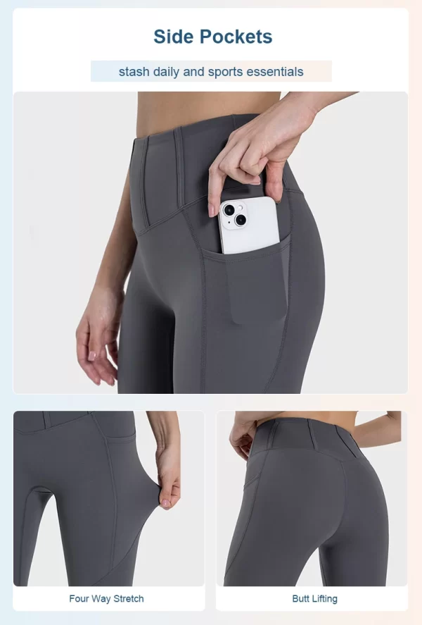 Großhandel für Yoga-Leggings mit Seitentaschen für Damen, Workout, Fitnessstudio, Sport-Strumpfhosen