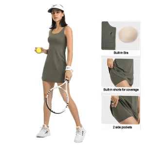 Wholesale Girl's Tennis Dress with Built-in Bra Shorts with Pockets