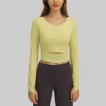 Long sleeve yoga tops with thumbel hole for women (15)