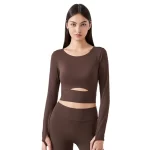 Long sleeve yoga tops with thumbel hole for women (5)
