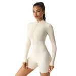 Wholesale Women Short Sleeve Workout Bodysuit (4)